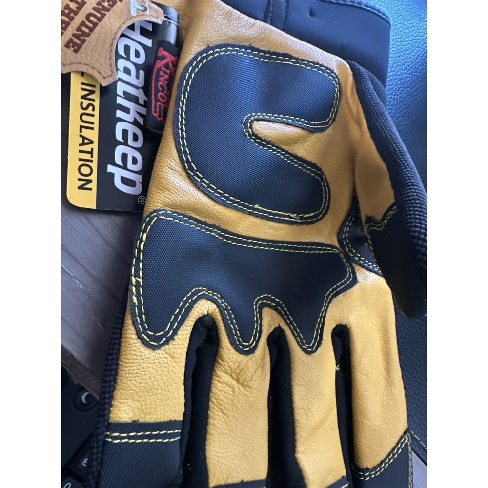 Kinco 102HK-M Men's Lined Grain Goatskin Gloves, Medium, Yellow/Black - Picture 5 of 6